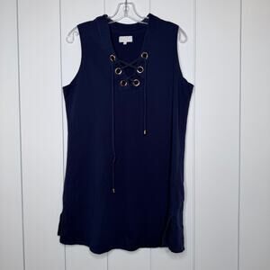 Mud Pie Blue Lace Up Tunic Top Cotton Sleeveless Size L
